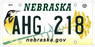NE license plate AHG218