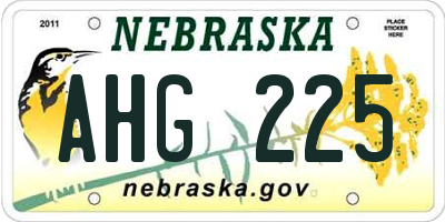 NE license plate AHG225