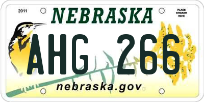 NE license plate AHG266
