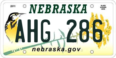 NE license plate AHG286