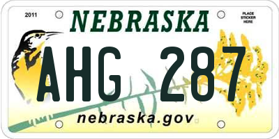 NE license plate AHG287