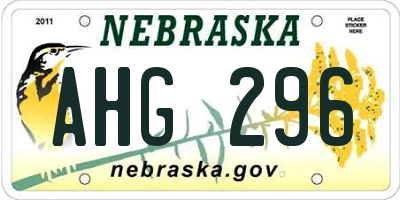 NE license plate AHG296