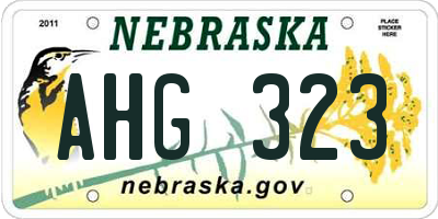 NE license plate AHG323