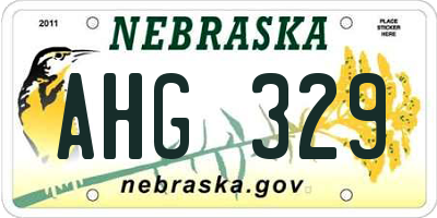 NE license plate AHG329