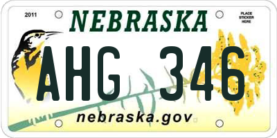 NE license plate AHG346