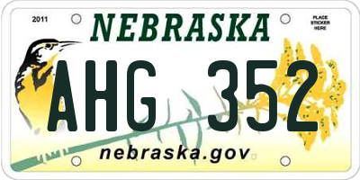NE license plate AHG352