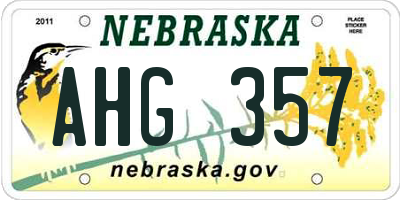 NE license plate AHG357