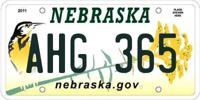 NE license plate AHG365