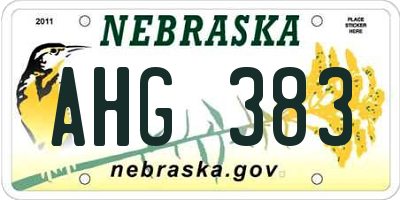 NE license plate AHG383