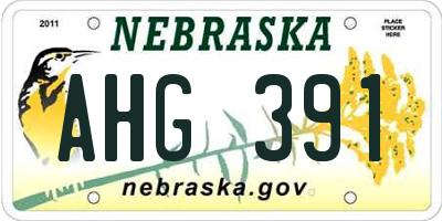 NE license plate AHG391