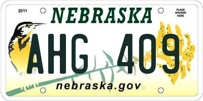 NE license plate AHG409