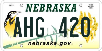 NE license plate AHG420