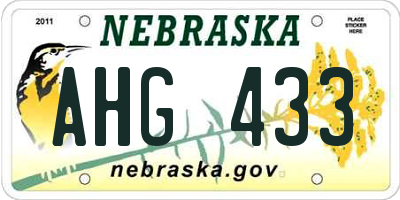 NE license plate AHG433