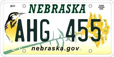 NE license plate AHG455