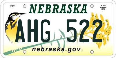NE license plate AHG522
