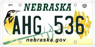 NE license plate AHG536