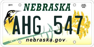 NE license plate AHG547
