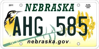 NE license plate AHG585