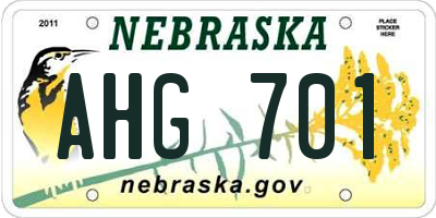 NE license plate AHG701