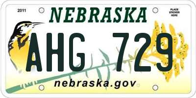 NE license plate AHG729