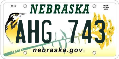 NE license plate AHG743