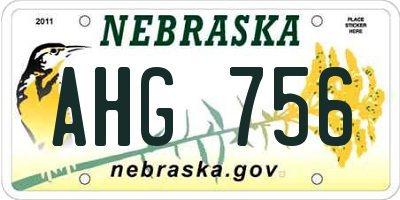 NE license plate AHG756