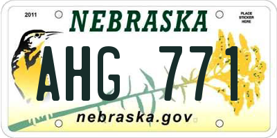 NE license plate AHG771
