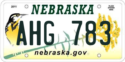 NE license plate AHG783