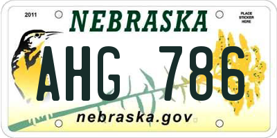 NE license plate AHG786