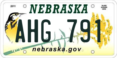 NE license plate AHG791