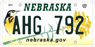 NE license plate AHG792