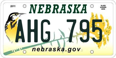 NE license plate AHG795