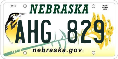 NE license plate AHG829