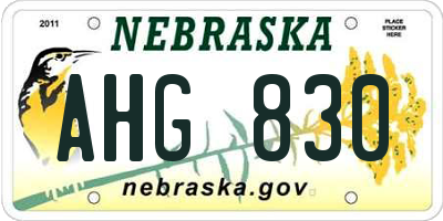 NE license plate AHG830