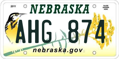 NE license plate AHG874