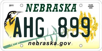 NE license plate AHG899