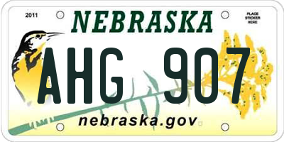 NE license plate AHG907