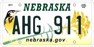 NE license plate AHG911