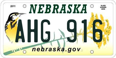NE license plate AHG916