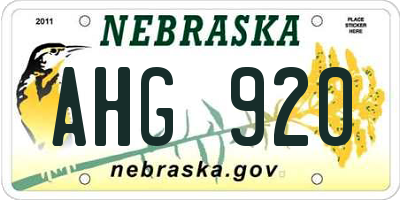 NE license plate AHG920