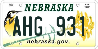 NE license plate AHG931