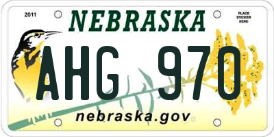 NE license plate AHG970