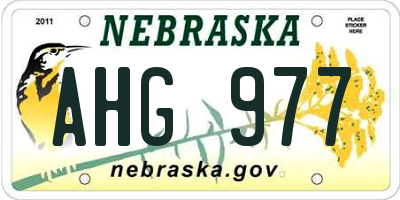 NE license plate AHG977