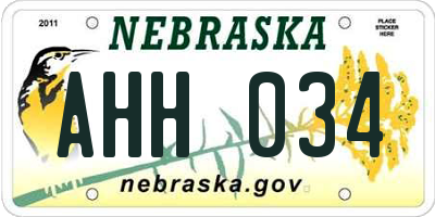 NE license plate AHH034