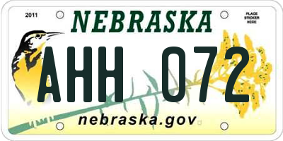 NE license plate AHH072