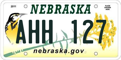 NE license plate AHH127