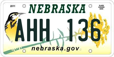 NE license plate AHH136