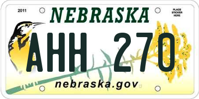 NE license plate AHH270