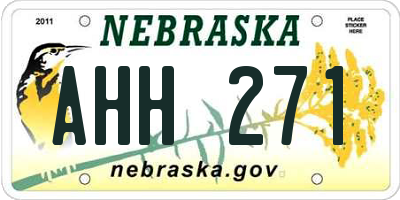 NE license plate AHH271