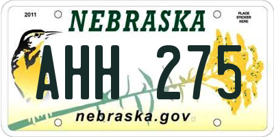 NE license plate AHH275